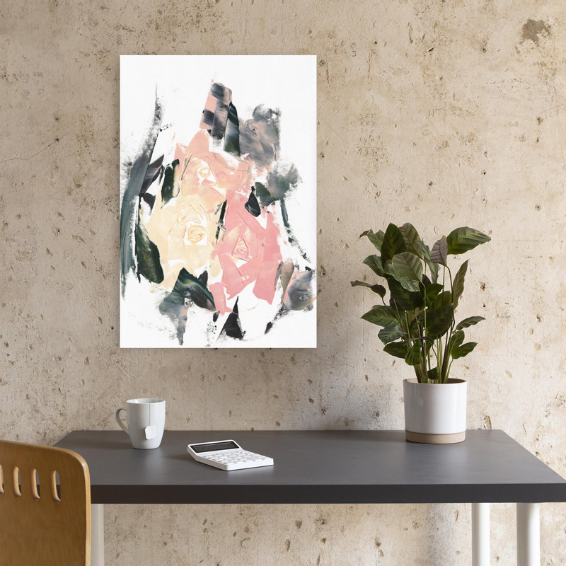 Abstrait, rosé, abstrait, contemporain, fleur rose moderne, art mural, 18" H x 12" W