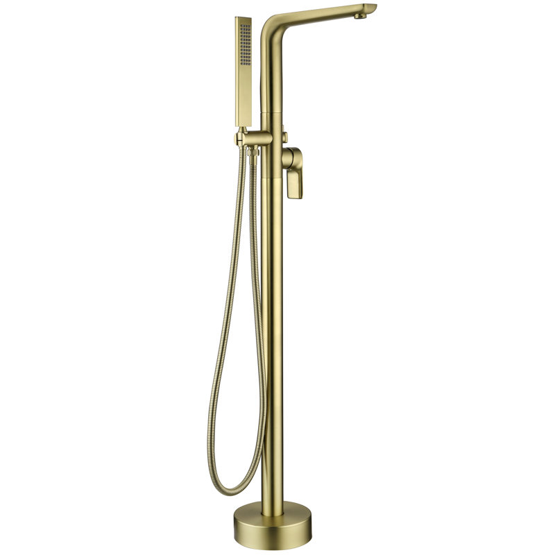 Floor Tub Spout with Diverter, Brushed Gold