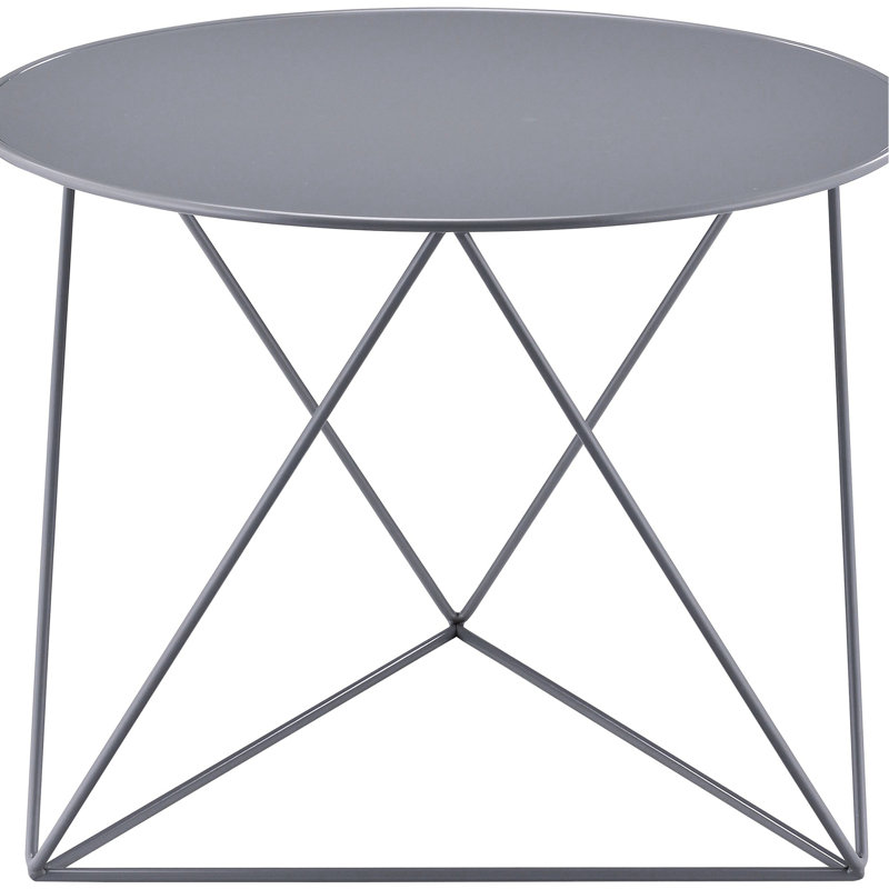 Contemporary Grey Accent Table With Metal Base And Long-Lasting Finish Round Scratch- Top For Homes