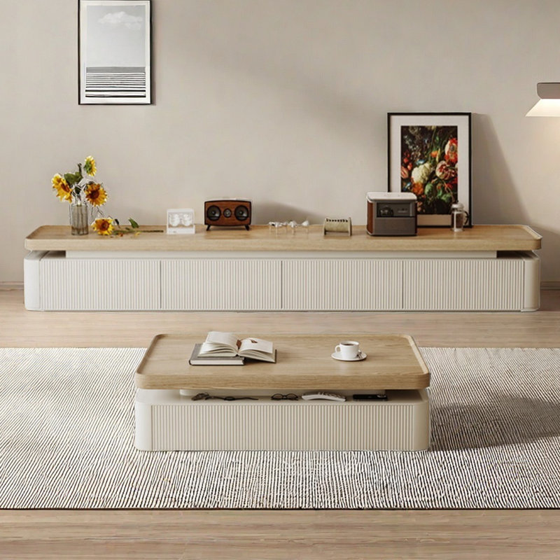 Meuble télé et table basse Living Room, Burlywood, Blanc