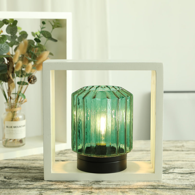 Dagbjartur 8'' Green Battery Operated Table Lamp with 6H Timer