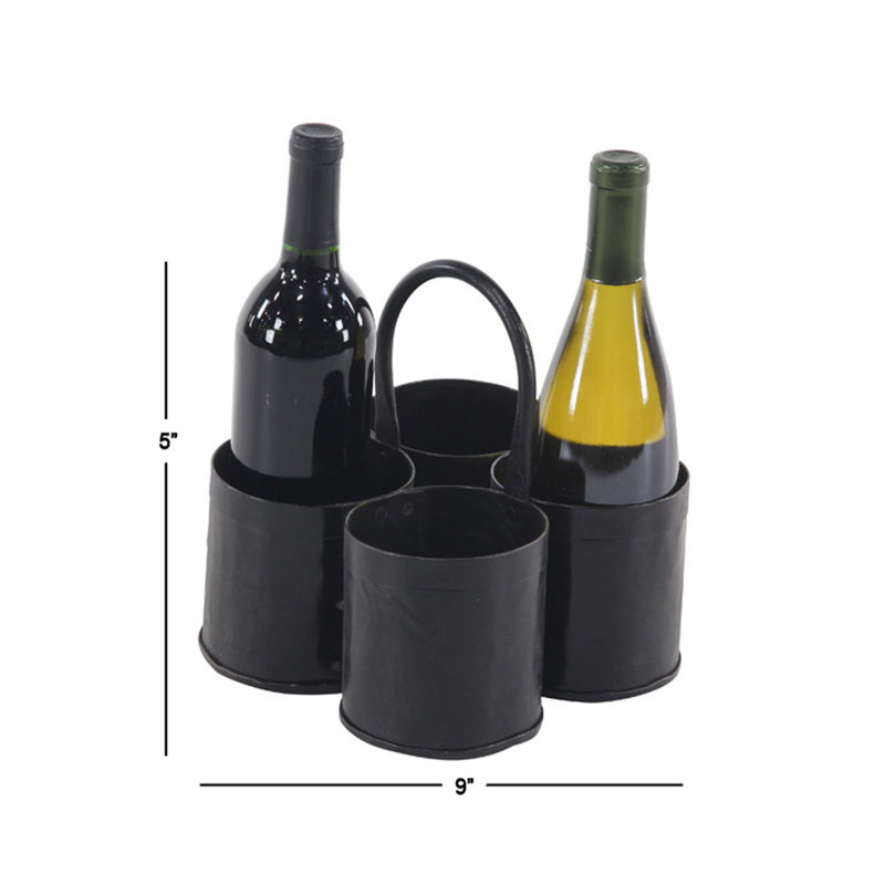 Vanmatre 4 Bottle Tabletop Wine Bottle Rack in Black