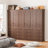 Elegant Wooden Display Cabinet With Glass Doors, Multi-Function Storage With LED Lighting, Large Capacity & Waterproof Finish-121515907