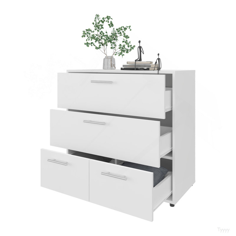 Commode Oto avec 4 tiroirs spacieux, blanc