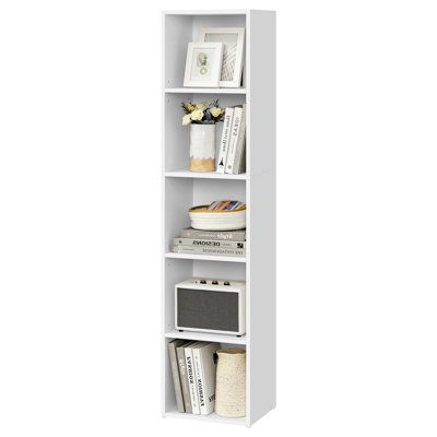 Bibliothèque, bibliothèque à 5 niveaux, étagère de rangement ouverte, étagère, 24 x 30,2 x 134,2 cm, pour le salon, le bureau personnel, la salle à manger