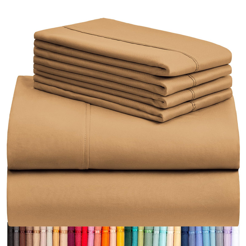 Luxclub 4 PC Taupe King Silky Soft Cooling Extra Deep Pocket Performance Sheet Set, Taupe, King Sheet Set with 4 Pillowcases
