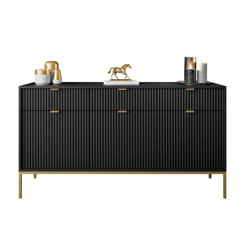 Aliyani 154cm W 3 - Drawer Chest of Drawers, Black