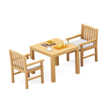 4 Seats 5 Pcs Grade-A Teak Wood Dining Set: 36" Square Table And 4 Devon Arm Chairs #11DV0804