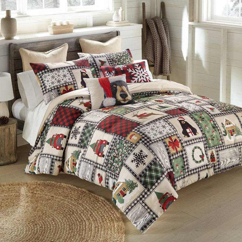 Winter Cottage Black Microfiber Full Comforter Set