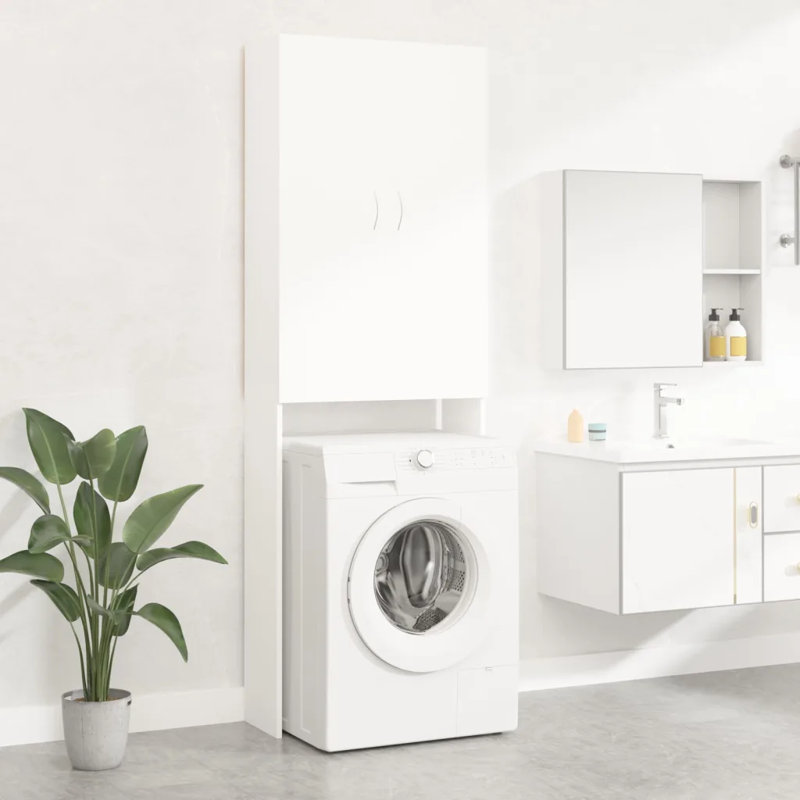 Awaab Solid Wood Linen Cabinet, White