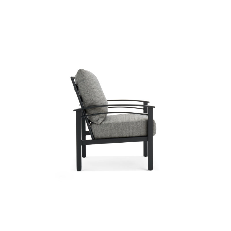 Stanford Cushion Lounge Chair, Textured Pewter, Dark Gray