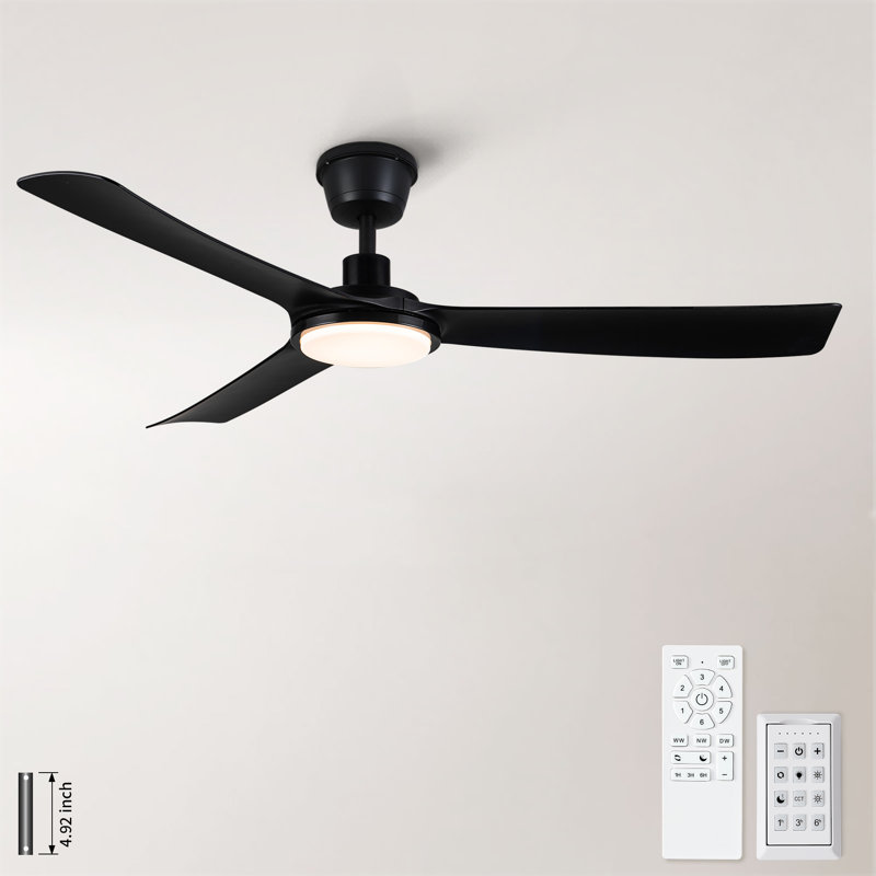Ventilateur de plafond à hélice intégré avec pales étanches avec lumière noire Homelover 56 pouces noir avec pales noires Ip66