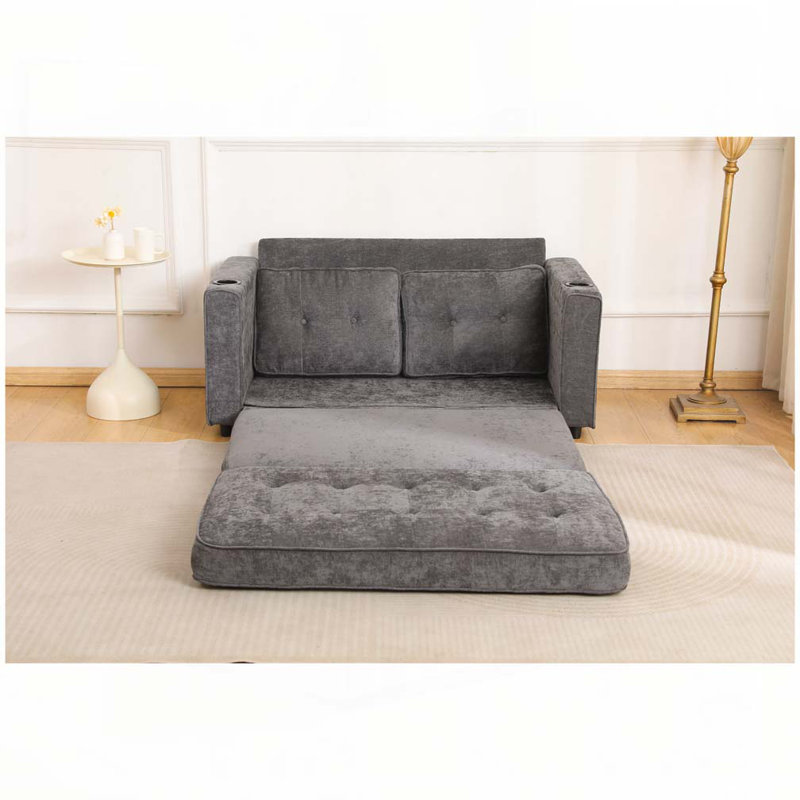 Convertible Futon Couch Sleeper Sofabed, Dark Gray