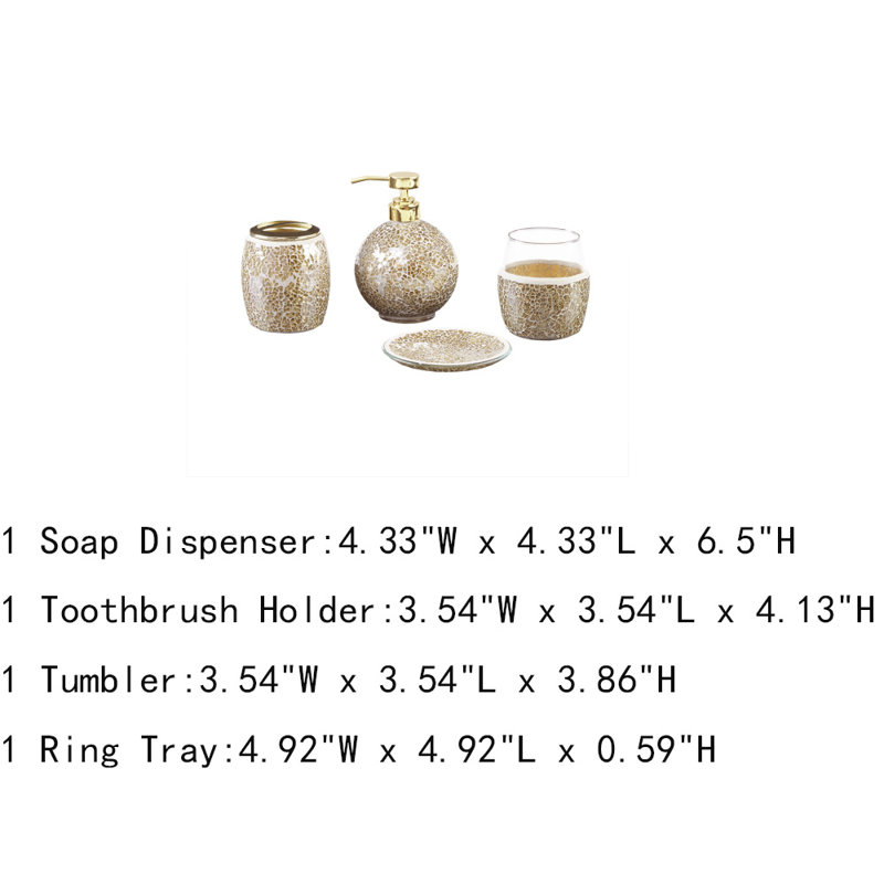 Muskaan Bathroom Accessory Set, Gold
