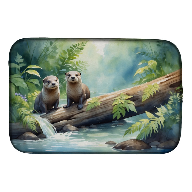 River Otters at Play Dish Drying Mat