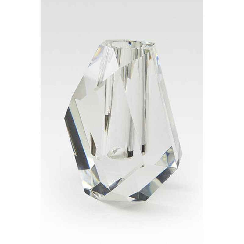 Crystal Glass Table Vase, 7.5" H x 4.75" W x 4.5" D