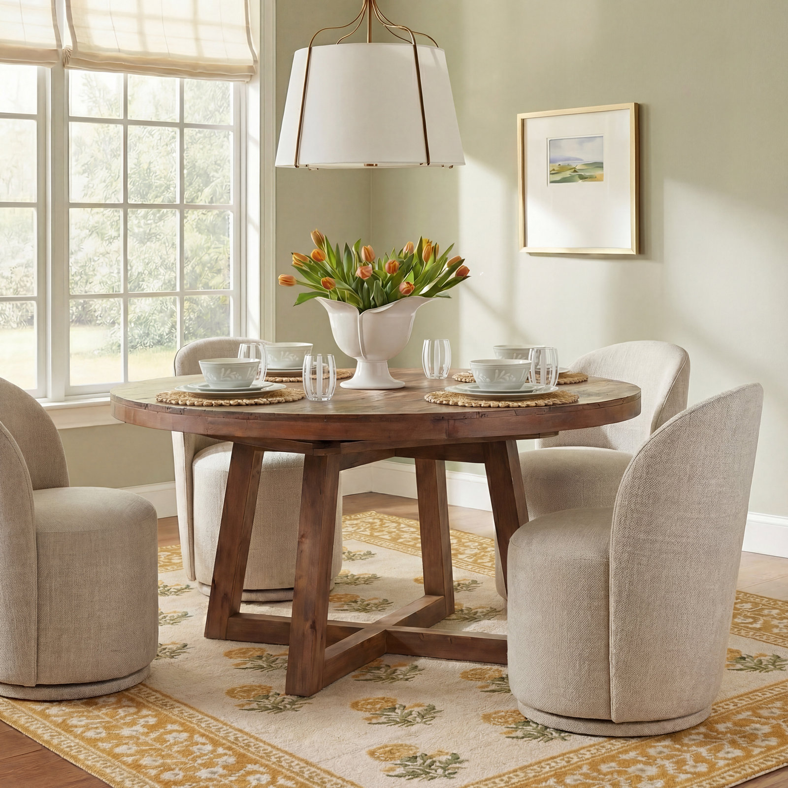 Pelia 60" Extendable Pine Dining Table, Rustic Natural
