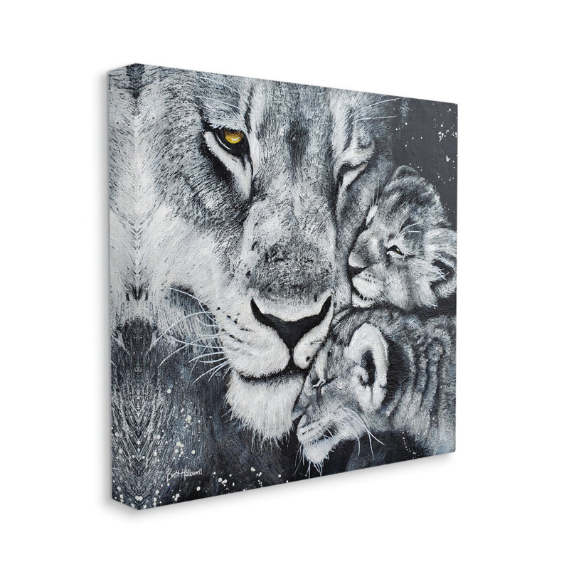 Portrait aimant d'une mère câlins aimant les bébés tigres par Britt Hallowell - photographie, Toile tendue