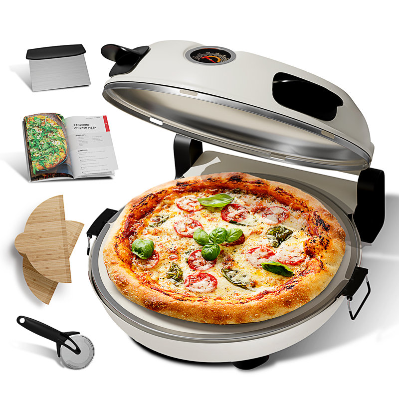 Four à pizza électrique de comptoir avec accessoires, Crème, crème