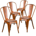 Dickens Distressed Metal Indoor-Outdoor Stackable Chair - Kitchen Furniture
