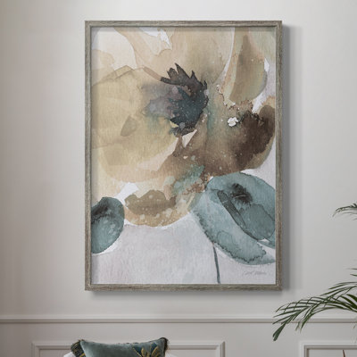 Watercolor Poppy II, reproduction encadrée - bois massif