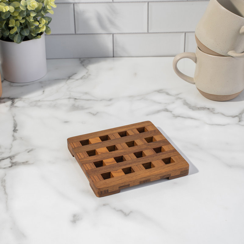 Small Square Teak Wood Heat-Resistant Trivet