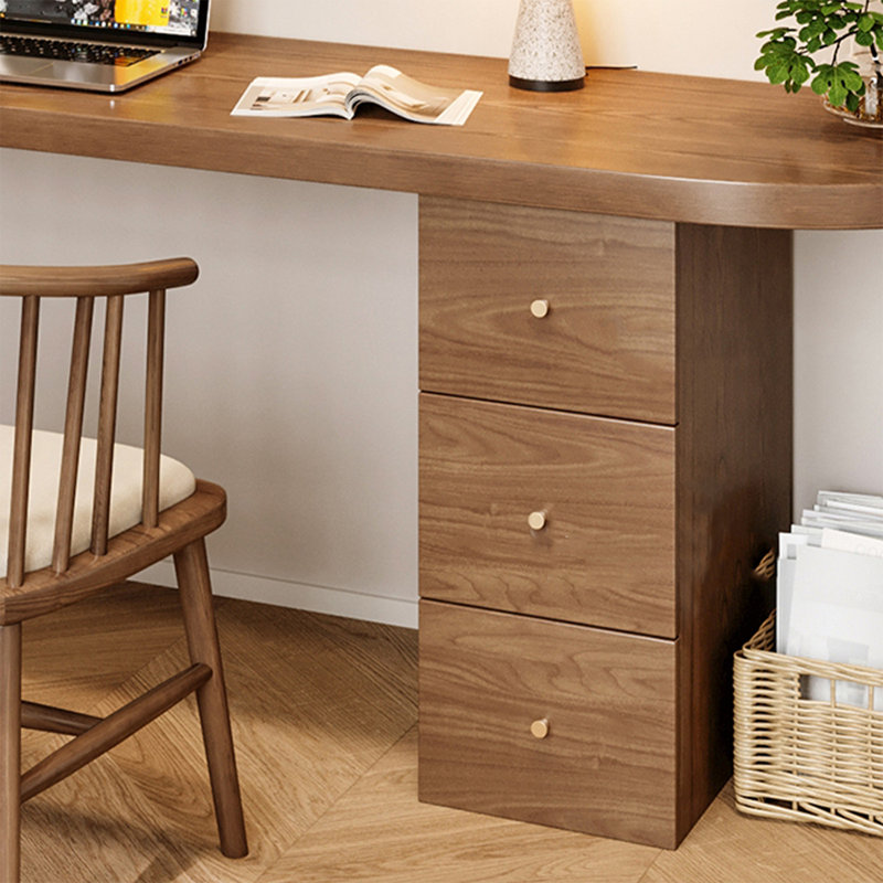Bureau de direction en L en noyer massif avec tiroirs, 29.53"H*62.99"W*39.37"D, Gauche