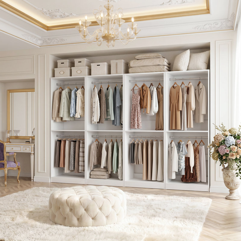 Système de garde-robe en bois Seward, Blanc