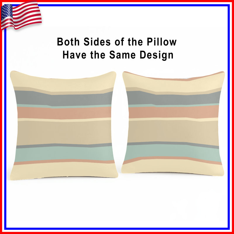 Beige Gray Stripes Double Sided Throw Pillows, 26 x 26 inches
