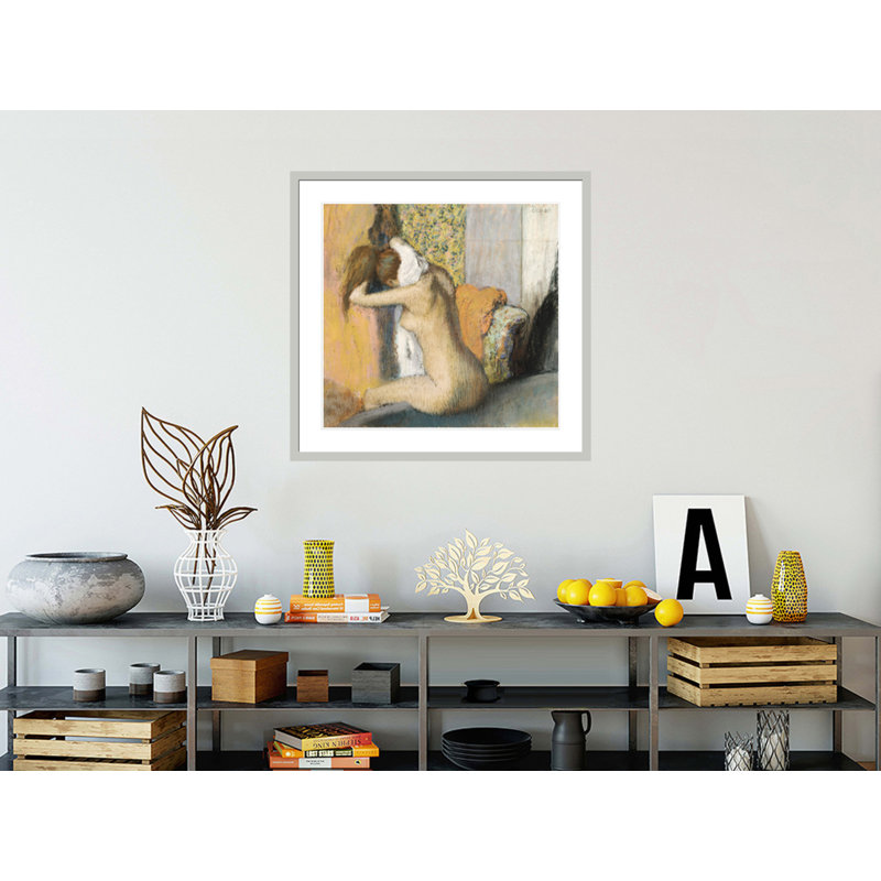 «After the Bath Woman Drying Her Neck» par Edgar Degas, impression giclée encadrée, H 33,5 po x l 34,83 po