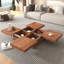 Table basse carrée en placage avec plateau coulissant et rangement