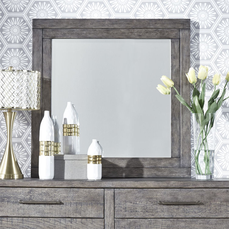 Trione Solid And Engineered Wood Square Dresser Mirror