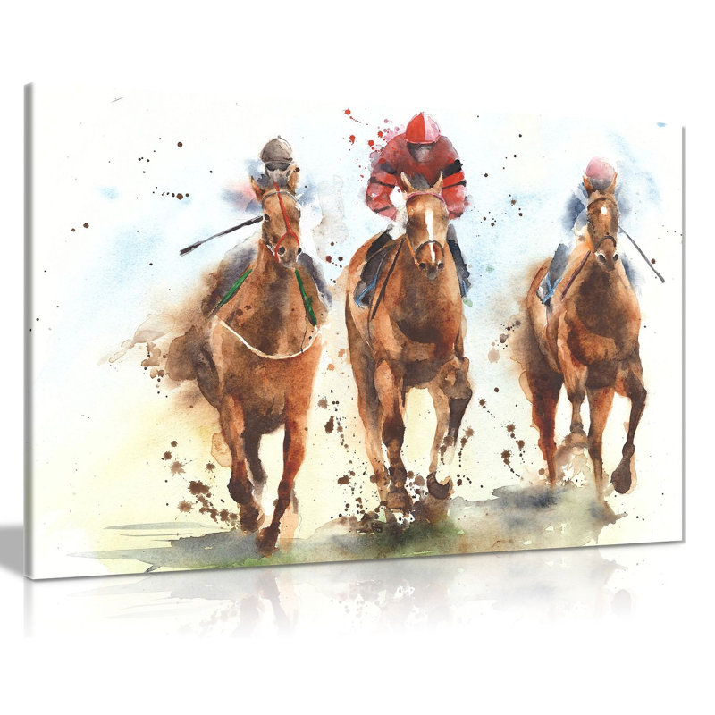 Horse Racing - Wrapped Canvas Print, 20cm H x 31cm W