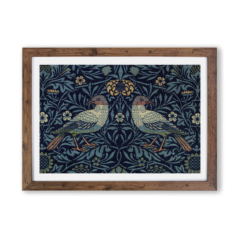 Flowers & Birds Pattern by William Morris - Framed Print, 45cm H x 63cm W x 2cm D, Walnut