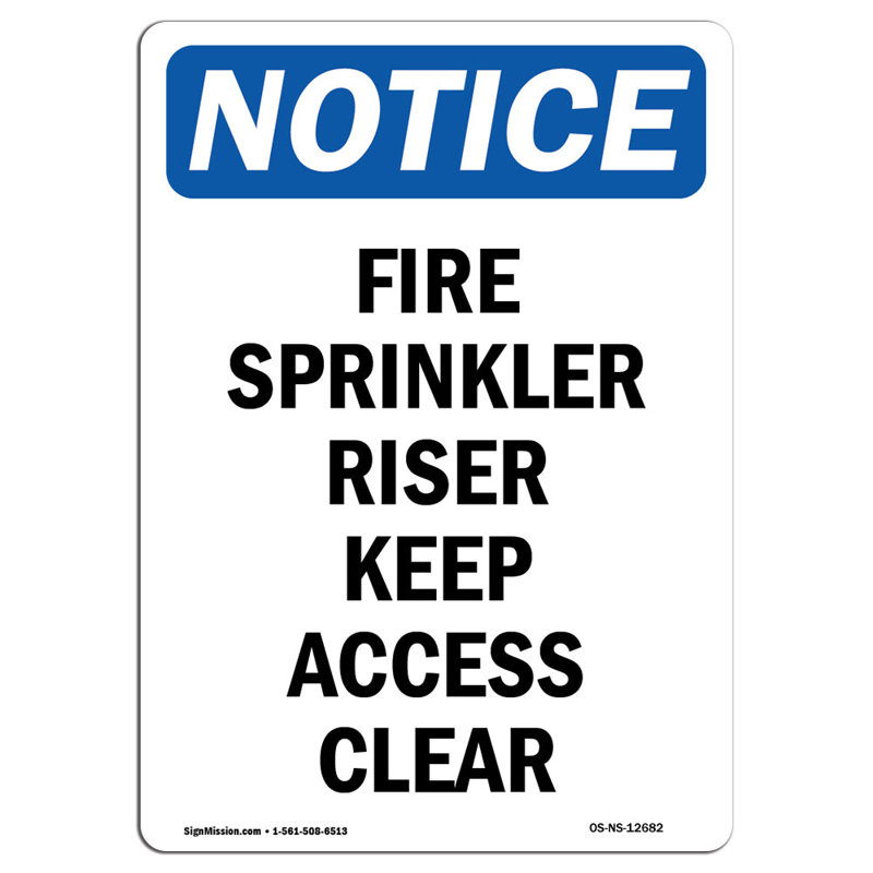 Fire Sprinkler Riser Keep Access Clear Sign
