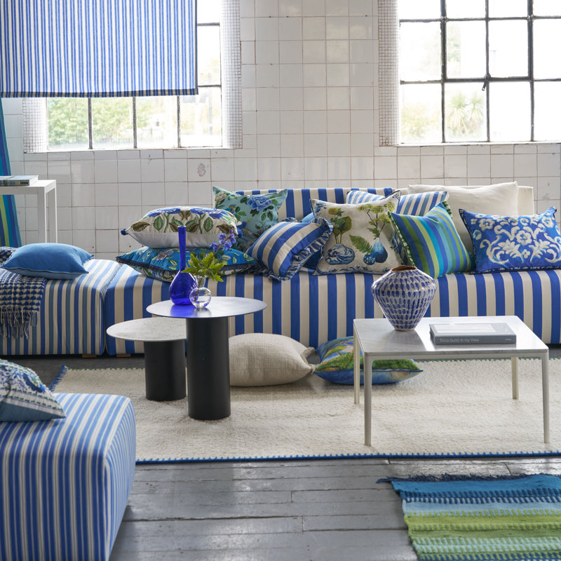 Cork Street Decorative Pillow, Cobalt Striped
