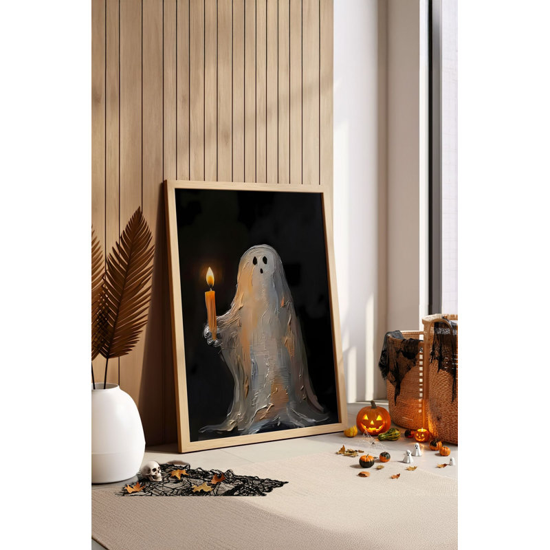«Spooky Halloween», peinture décorative encadrée de 13,0 po x 19,0 po | Cadre 100% bois massif (épaisseur: 0,8 pouce) et art 100% bois aggloméré (épaisseur: 0,1 pouce) | Impression numérique, pour la décoration festive et les célébrations saisonnières