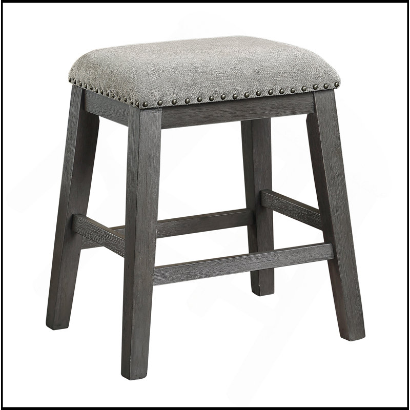 Ensemble de 2 tabourets de bar à hauteur de comptoir et garniture cloutée gris