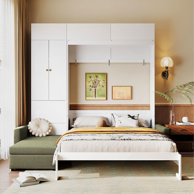 Queen Size Murphy Bed Wall Bed With Sofa And Shelves