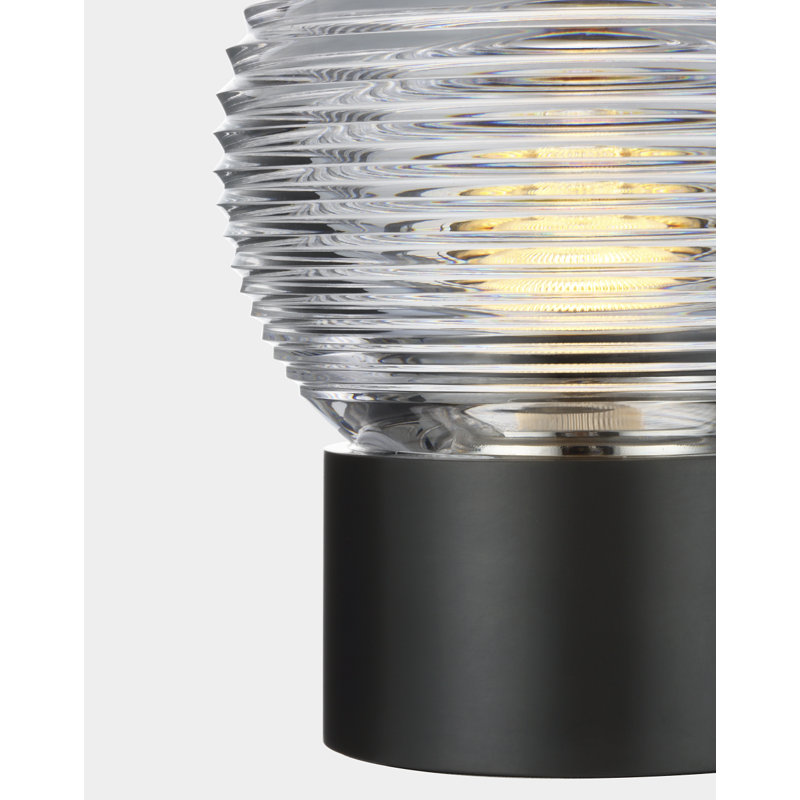 Waterford Circon 7" Rechargeable Accent Lamp  with Clear Crystal, Black