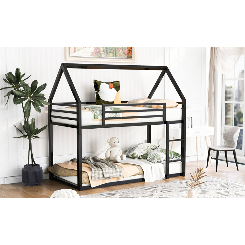 Lit superposé simple au-dessus d'une maison en noir - pratique et peu encombrante, Noir