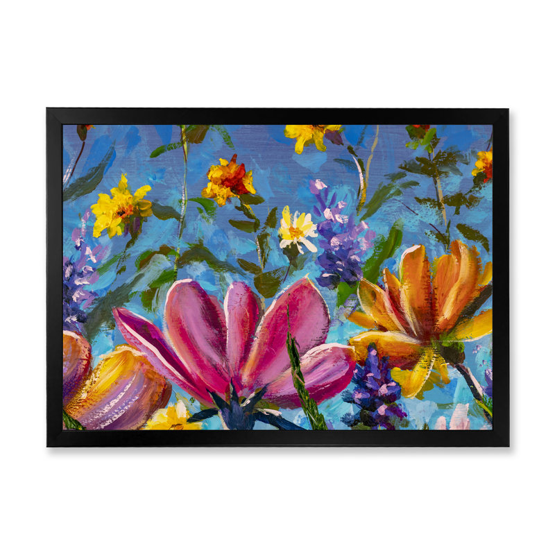 Impression sur toile, "Wildflowers Impressionism Art", Cadre photo noir, H 8 po x l 12 po x P 1 po