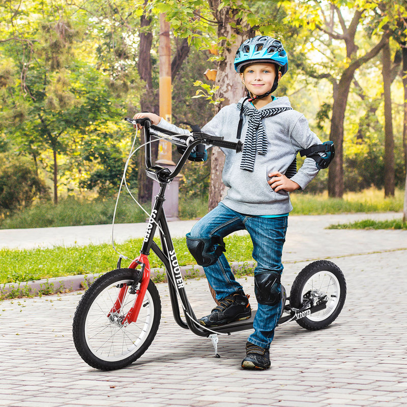 Adjustable Black Steel Frame Kick Scooter with Dual Brakes