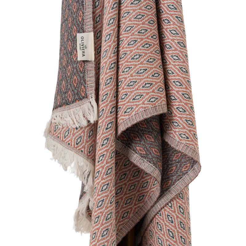 Serviette et jeté en coton Williar, Terracotta