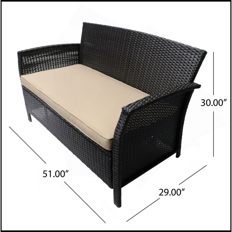 St Lucia Loveseat, Brown, Black