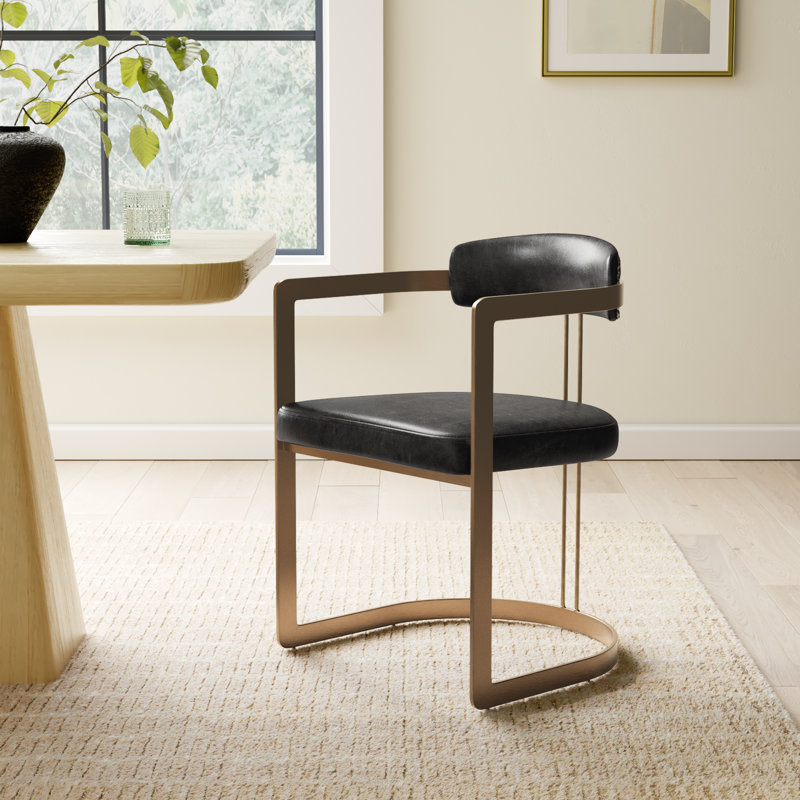 Bradley Genuine Leather Dining Armchair, Black