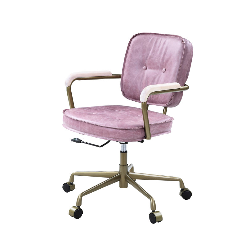 Chaise de bureau en cuir rose - coussin de 3 po d'épaisseur, densité de mousse D6,5, plancher de 16 à 19 po, largeur de siège de 20 po, profondeur de 19 po, hauteur de 19 à 22 po, accoudoir de 26 po / 29 po, dossier de 16 po à 360 ° Fonction pivotante, réglable pour