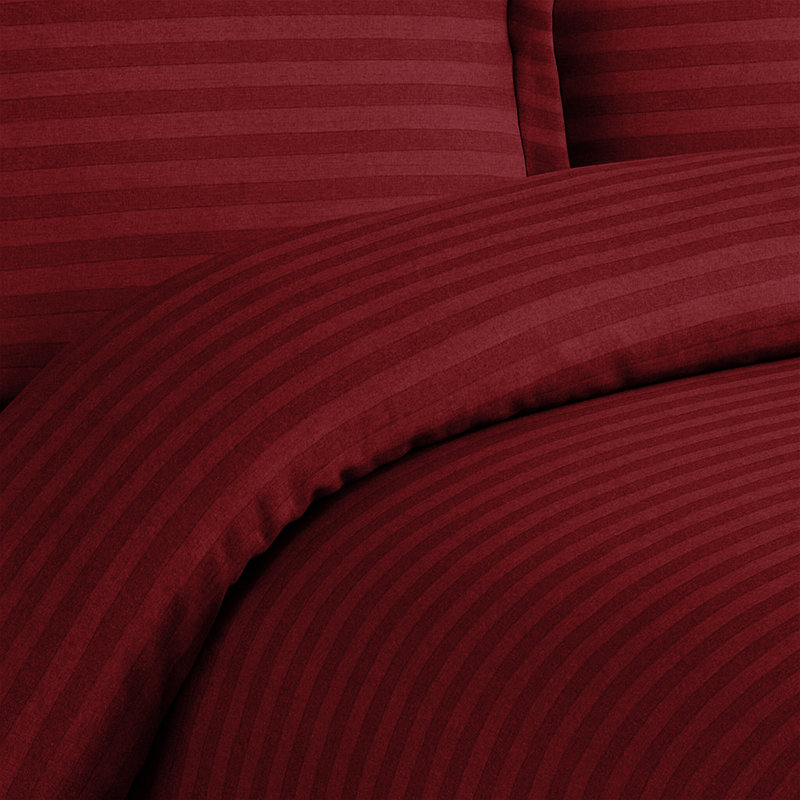 Microfiber Stripe Duvet Complete Set With Striped Pillows & Fitted Sheet, Kingsize Duvet +1 Fitted Sheet +2 Pillowcases