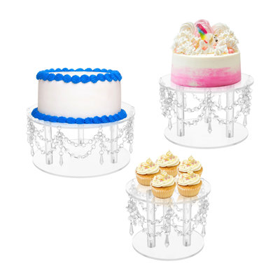 Large Round Acrylic Cake Stand Cupcake Dessert Display Tower for Wedding, Birthday, and Party