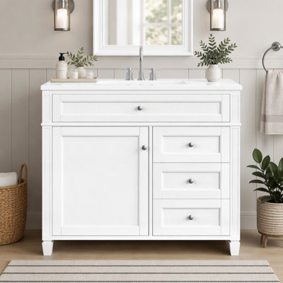 Meuble-lavabo de salle de bain de 36 pouces (91 cm) avec motif et grand espace de rangement
